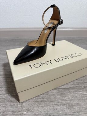 Tony Bianco Aztec Black Como Leather Slingback Heels Pointed Toe Stiletto Pump 6